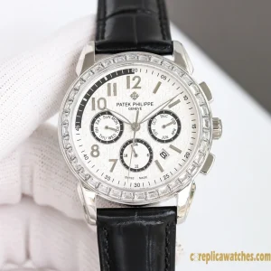 Replica Watches Patek Philippe Grand Complications 41mm White Dial Men Swiss Automatic Movement Leather Strap 1:1 Clone Watch