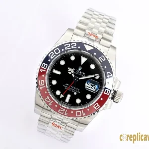 Replica Watches Rolex GMT-Master II 40mm Black Dial Men Swiss Automatic Movement Metal bracelet 1:1 Clone Watch
