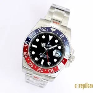 Replica Watches Rolex GMT-Master II 40mm Black Dial Men Swiss Automatic Movement Metal bracelet 1:1 Clone Watch