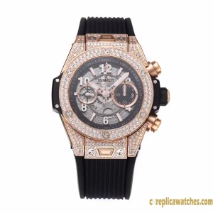 Replica Watches Hublot Big Bang 45mm Black Dial Mens Swiss Automatic Rubber Strap 1:1 Clone Watch