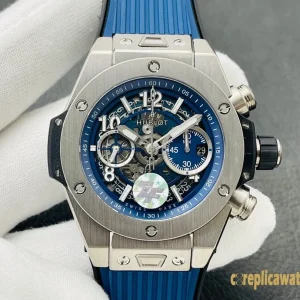 Replica Watches Hublot Big Bang 45mm Blue Dial Mens Swiss Automatic Rubber Strap 1:1 Clone Watch