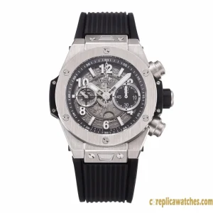 Replica Watches Hublot Big Bang 45mm Black Dial Mens Swiss Automatic Rubber Strap 1:1 Clone Watch
