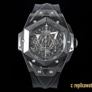 Replica Watches Hublot Big Bang 45mm Black Dial Mens Swiss Automatic Rubber Strap 1:1 Clone Watch