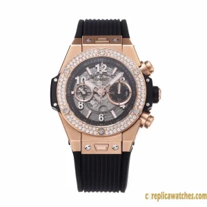Replica Watches Hublot Big Bang 45mm Black Dial Mens Swiss Automatic Rubber Strap 1:1 Clone Watch
