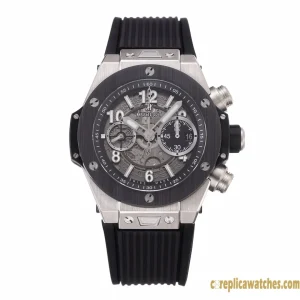 Replica Watches Hublot Big Bang 45mm Black Dial Mens Swiss Automatic Rubber Strap 1:1 Clone Watch
