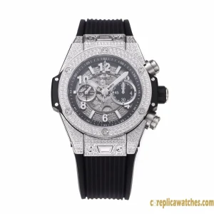 Replica Watches Hublot Big Bang 45mm Silver Dial Mens Swiss Automatic Rubber Strap 1:1 Clone Watch