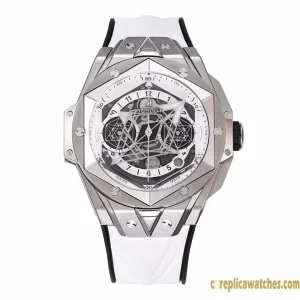 Replica Watches Hublot Big Bang 45mm Silver Dial Mens Swiss Automatic Rubber Strap 1:1 Clone Watch