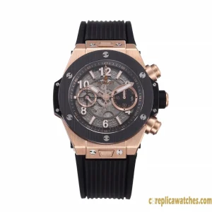 Replica Watches Hublot Big Bang 45mm Skeleton Dial Men Swiss Automatic Rubber Strap 1:1 Clone Watch