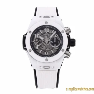 Replica Watches Hublot Big Bang 45mm Black Dial Mens Swiss Automatic Rubber Strap 1:1 Clone Watch