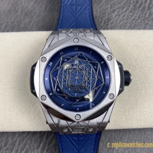 Replica Watches Hublot Big Bang 45mm Blue Dial Mens Swiss Automatic Rubber Strap 1:1 Clone Watch