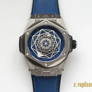 Replica Watches Hublot Big Bang 45mm Blue Dial Mens Swiss Automatic Rubber Strap 1:1 Clone Watch
