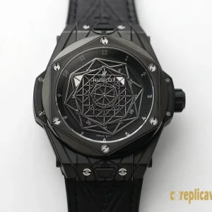 Replica Watches Hublot Big Bang 45mm Black Dial Mens Swiss Automatic Rubber Strap 1:1 Clone Watch