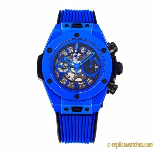 Replica Watches Hublot Big Bang 45mm Blue Dial Mens Swiss Automatic Rubber Strap 1:1 Clone Watch