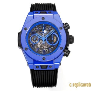 Replica Watches Hublot Big Bang 45mm Blue Dial Mens Swiss Automatic Rubber Strap 1:1 Clone Watch