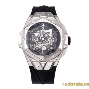 Replica Watches Hublot Big Bang 45mm Grey Dial Mens Swiss Automatic Rubber Strap 1:1 Clone Watch