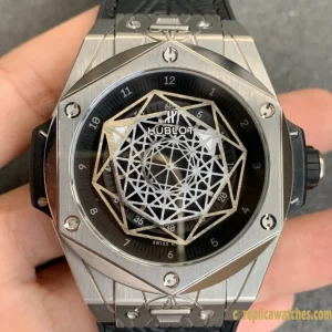 Replica Watches Hublot Big Bang 45mm Silver Dial Men Swiss Automatic Rubber Strap 1:1 Clone Watch