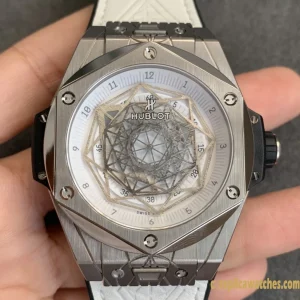 Replica Watches Hublot Big Bang 45mm Silver Dial Mens Swiss Automatic Rubber Strap 1:1 Clone Watch