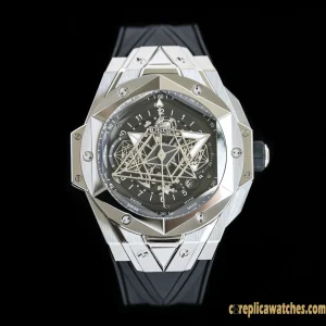 Replica Watches Hublot Big Bang 45mm Skeleton Dial Men Swiss Automatic Rubber Strap 1:1 Clone Watch