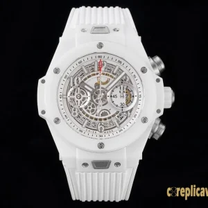 Replica Watches Hublot Big Bang 45mm White Dial Mens Swiss Automatic Rubber Strap 1:1 Clone Watch