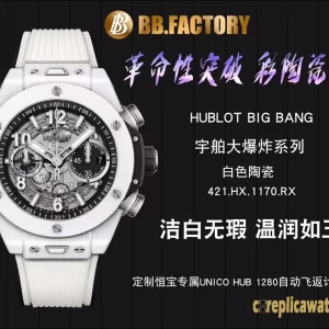 Replica Watches Hublot Big Bang 45mm White Dial Men Swiss Automatic Metal bracelet 1:1 Clone Watch