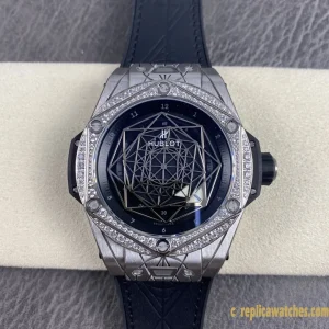 Replica Watches Hublot Big Bang 45mm Blue Dial Mens Swiss Automatic Rubber Strap 1:1 Clone Watch