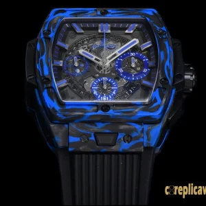 Replica Watches Hublot Big Bang 45mm Blue Dial Mens Swiss Automatic Rubber Strap 1:1 Clone Watch
