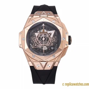 Replica Watches Hublot Big Bang 45mm Black Dial Mens Swiss Automatic Rubber Strap 1:1 Clone Watch