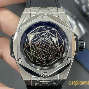 Replica Watches Hublot Big Bang 45mm Blue Dial Mens Swiss Automatic Leather Strap 1:1 Clone Watch