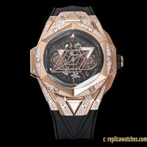 Replica Watches Hublot Big Bang 45mm Black Dial Mens Swiss Automatic Rubber Strap 1:1 Clone Watch