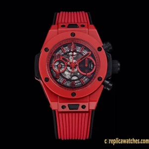 Replica Watches Hublot Big Bang 45mm Red Dial Mens Swiss Automatic Rubber Strap 1:1 Clone Watch