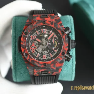 Replica Watches Hublot Big Bang 45mm Red Dial Mens Swiss Automatic Rubber Strap 1:1 Clone Watch