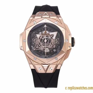 Replica Watches Hublot Big Bang 45mm Rose Gold Men Swiss Automatic Rubber Strap 1:1 Clone Watch