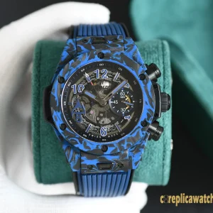 Replica Watches Hublot Big Bang 45mm Blue Dial Mens Swiss Automatic Rubber Strap 1:1 Clone Watch