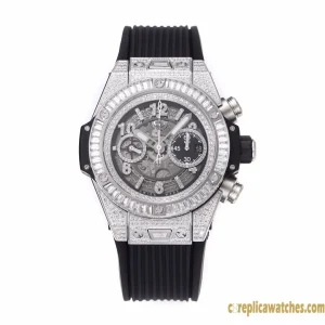 Replica Watches Hublot Big Bang 45mm Black Dial Mens Swiss Automatic Rubber Strap 1:1 Clone Watch