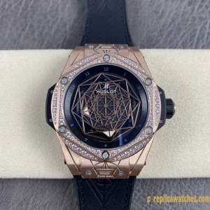 Replica Watches Hublot Big Bang 45mm Blue Dial Mens Swiss Automatic Rubber Strap 1:1 Clone Watch
