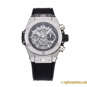 Replica Watches Hublot Big Bang 45mm Black Dial Mens Swiss Automatic Rubber Strap 1:1 Clone Watch