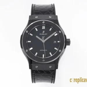 Replica Watches Hublot Classic Fusion 42mm Black Dial Men Swiss Automatic Leather Strap 1:1 Clone Watch