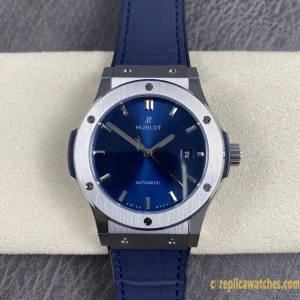 Replica Watches Hublot Classic Fusion 42mm Blue Dial Mens Swiss Automatic Leather Strap 1:1 Clone Watch