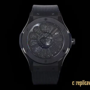 Replica Watches Hublot Classic Fusion 45 Black Dial Mens Swiss Automatic Rubber Strap 1:1 Clone Watch