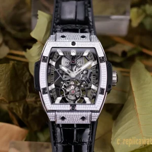 Replica Watches Hublot Masterpiece 45mm Silver Dial Mens Swiss Automatic Leather Strap 1:1 Clone Watch