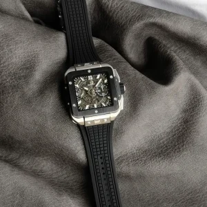Replica Watches Hublot Square Bang 42mm Skeleton Black Men Swiss Automatic Rubber Strap 1:1 Clone Watch