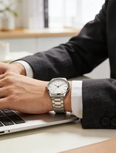 Minimalist stainless steel watch for everyday professional wear