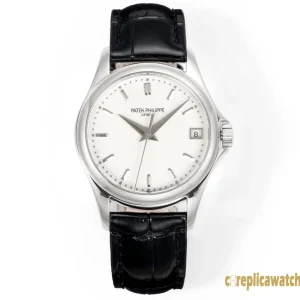 Replica Watches Patek Philippe Calatrava 37mm White Dial Men Swiss Automatic Movement Leather Strap 1:1 Clone Watch