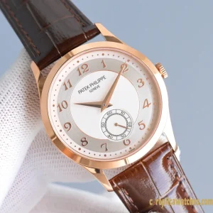 Replica Watches Patek Philippe Calatrava 40 mm Cream Dial Men Swiss Automatic Movement Leather Strap 1:1 Clone Watch