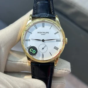 Replica Watches Patek Philippe Calatrava 40 mm White Dial Men Swiss Automatic Movement Leather Strap 1:1 Clone Watch
