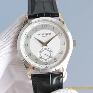 Replica Watches Patek Philippe Calatrava 40 mm White Dial Men Swiss Automatic Movement Leather Strap 1:1 Clone Watch