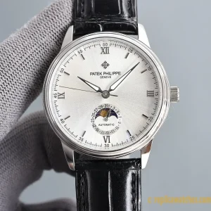Replica Watches Patek Philippe Calatrava 40 mm White Dial Men Swiss Automatic Movement Leather Strap 1:1 Clone Watch