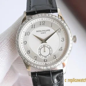 Replica Watches Patek Philippe Calatrava 40 mm White Dial Men Swiss Automatic Movement Leather Strap 1:1 Clone Watch
