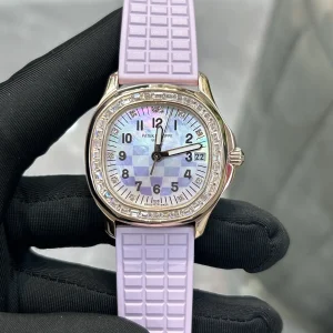 Replica Watches Patek Philippe Twenty~4 35 mm Lavender Dial Women Swiss Automatic Movement Rubber Strap 1:1 Clone Watch