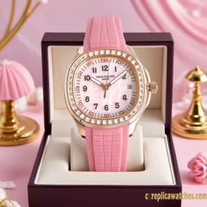 Replica Watches Patek Philippe Aquanaut 38.8mm Cream Dial Women Swiss Automatic Movement Rubber Strap 1:1 Clone Watch